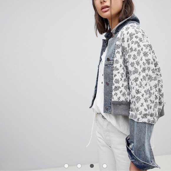 Free People Quilted Ditsy Denim Jacket XS/S - Picture 3 of 9